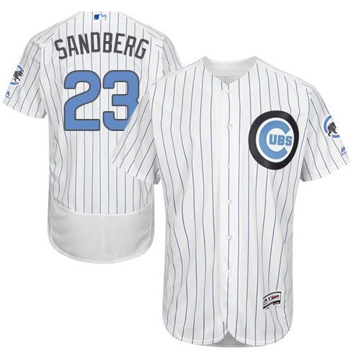 Cubs #23 Ryne Sandberg White(Blue Strip) Flexbase Authentic Collection Father's Day Stitched MLB Jersey